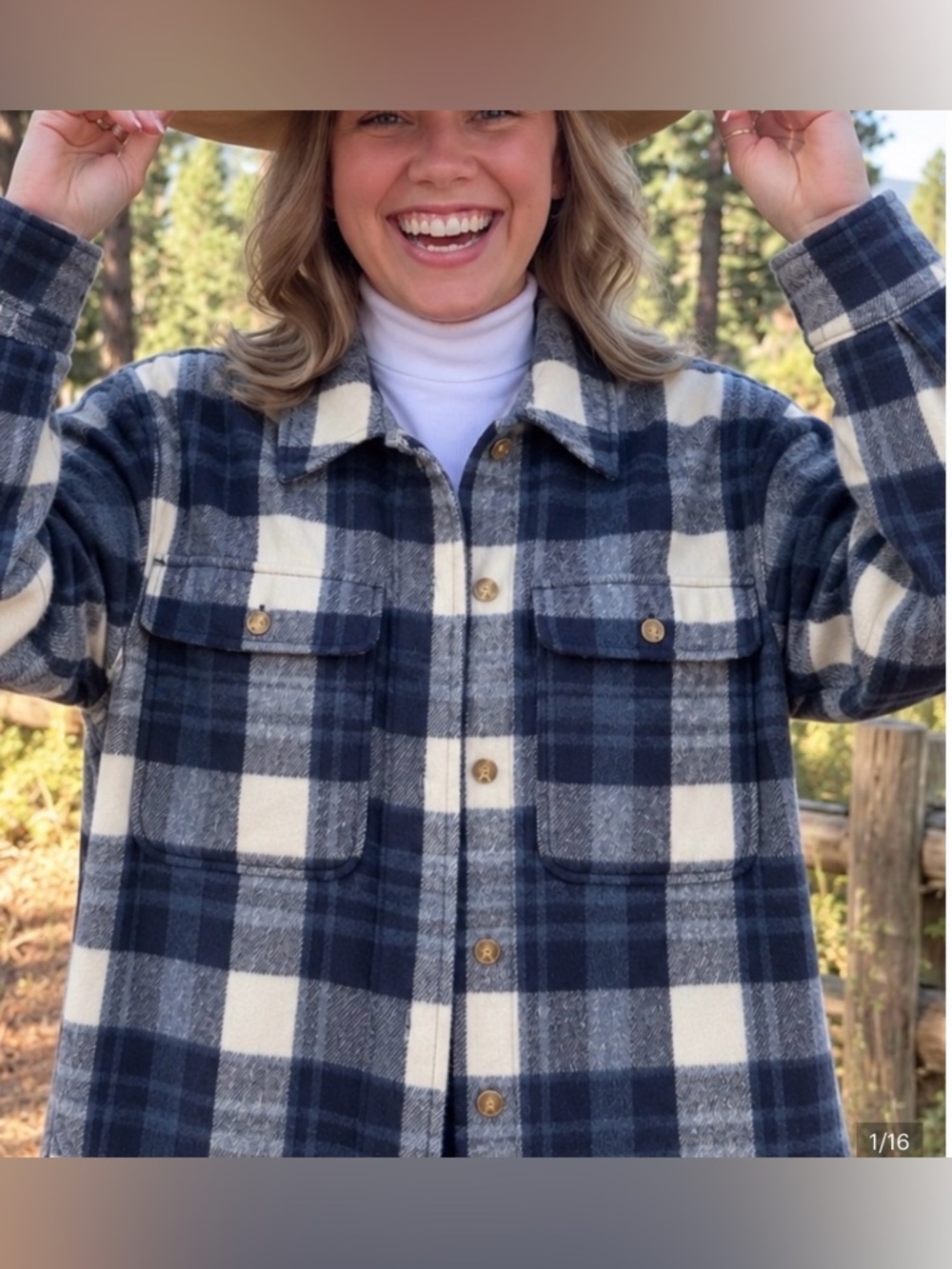 Banana Republic Blue Plaid Wool Blend heavy Shacket Shirt Jacket Oversized L